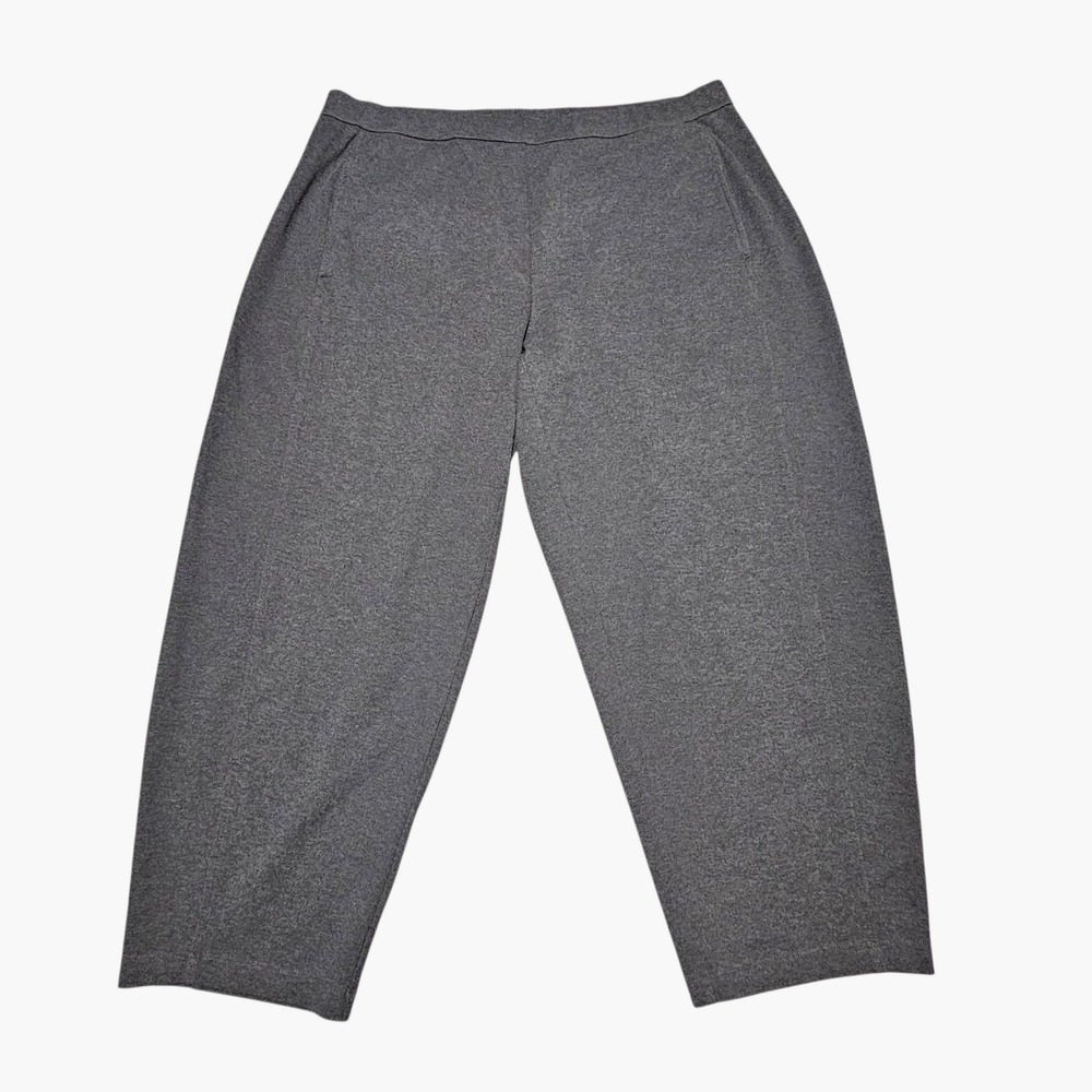 Eileen Fisher Lantern Pants Womens Sz 1X Gray Organic Cotton Stretch Wide Leg